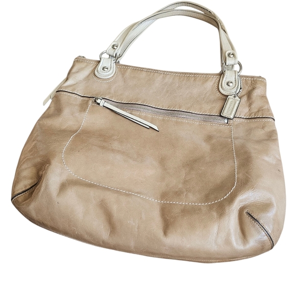 Y2k Vintage Coach Hampton Large Leather Purse Tote 18998 - Picture 3 of 11